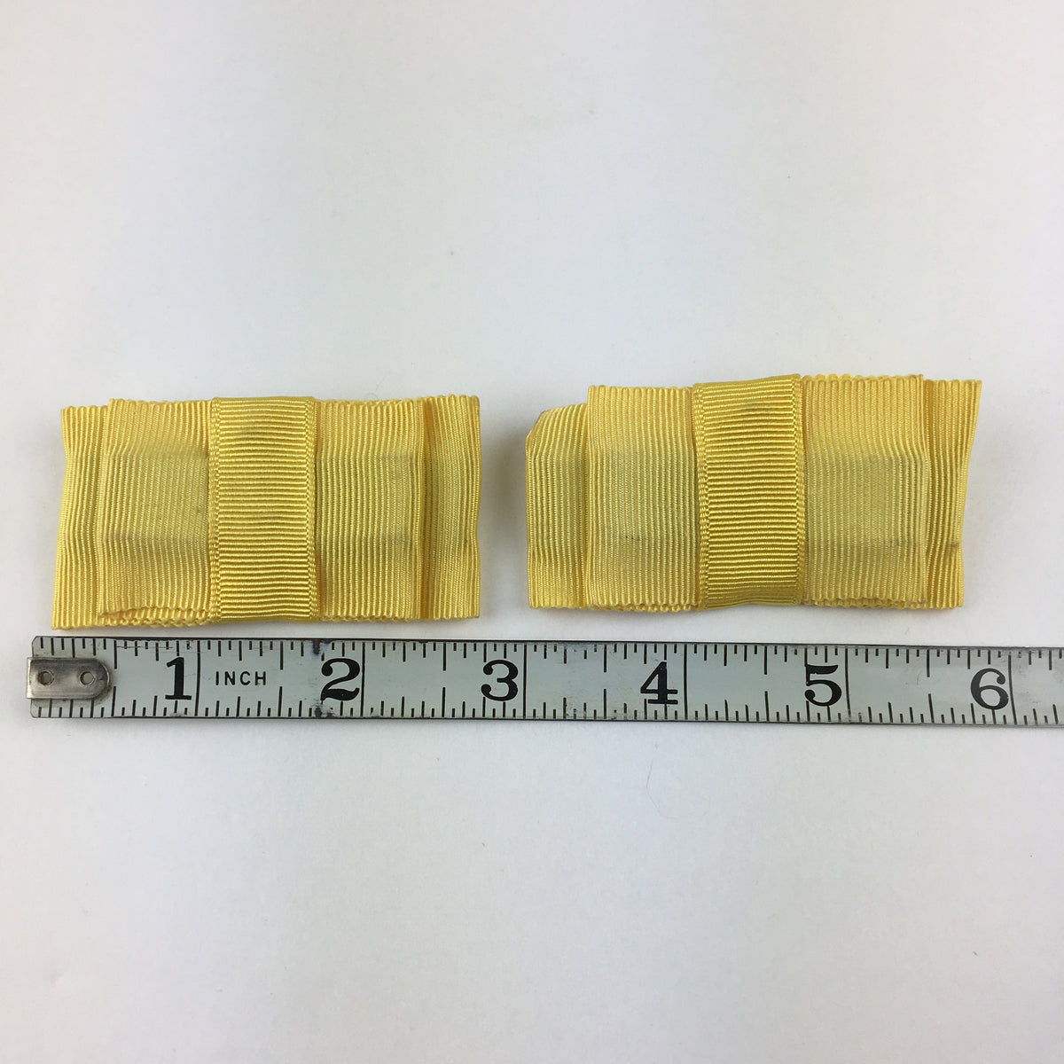 Vintage Yellow Grosgrain Ribbon Shoe Clips Embellishments - Avid Vintage