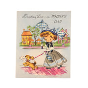 Vintage 1950s Little Miss Lucy Mother’s Day Card Girl Walking Dog Unused - Avid Vintage