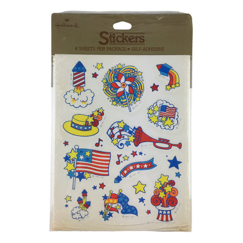 Vintage 1983 Hallmark Patriotic USA Stickers 4 Sheets Sealed Package NOS