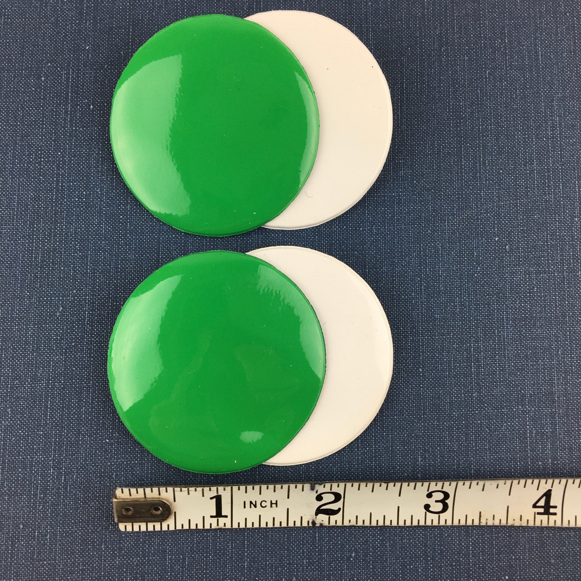 Vintage 1970s Vinyl Shoe Clips Groovy Green and White Circles - Avid Vintage