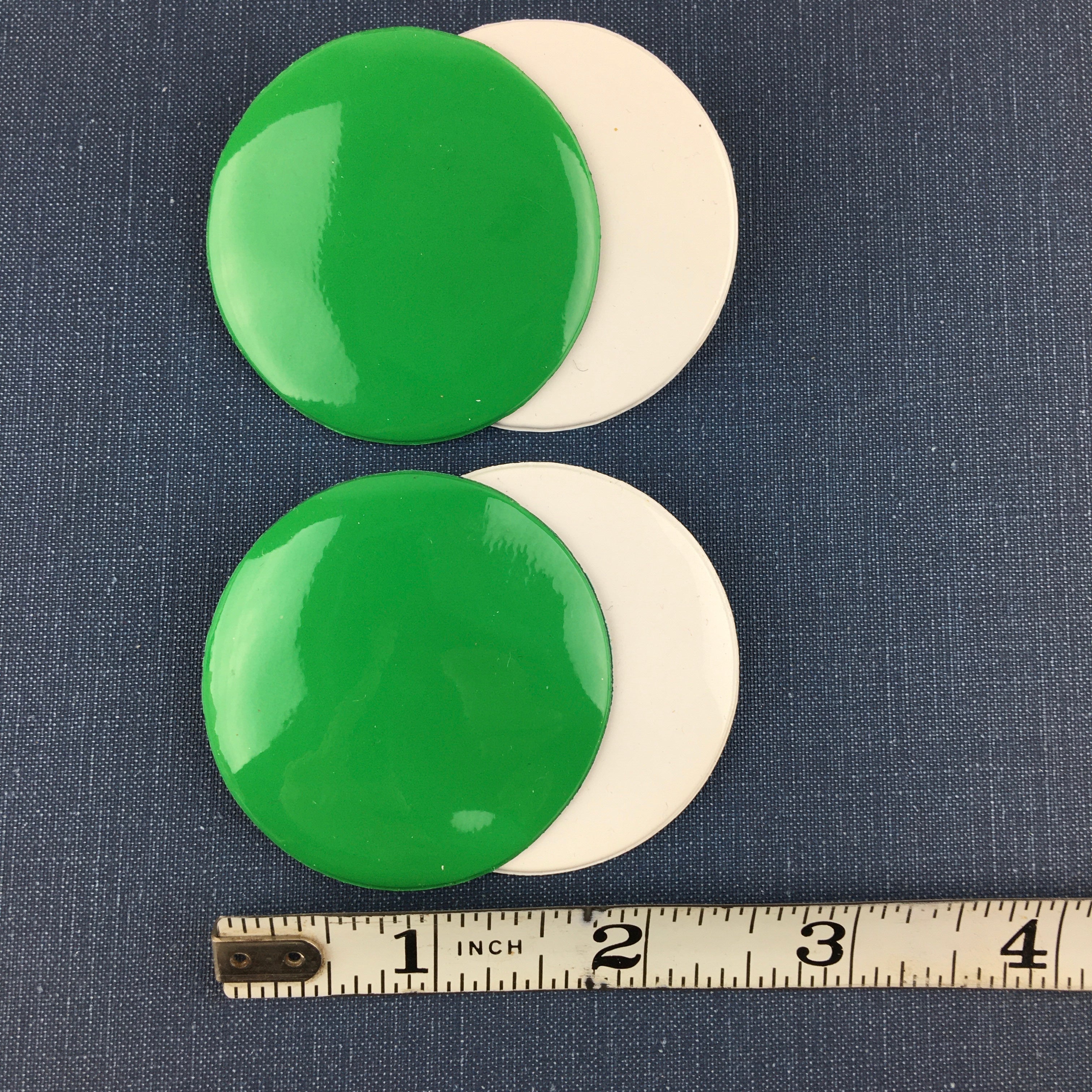Vintage 1970s Vinyl Shoe Clips Groovy Green and White Circles - Avid Vintage