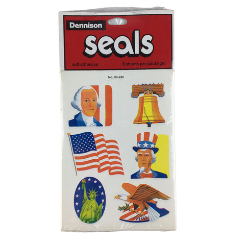 Vintage Dennison Patriotic Sticker Seals Stickers 8 Sheets in Package NOS