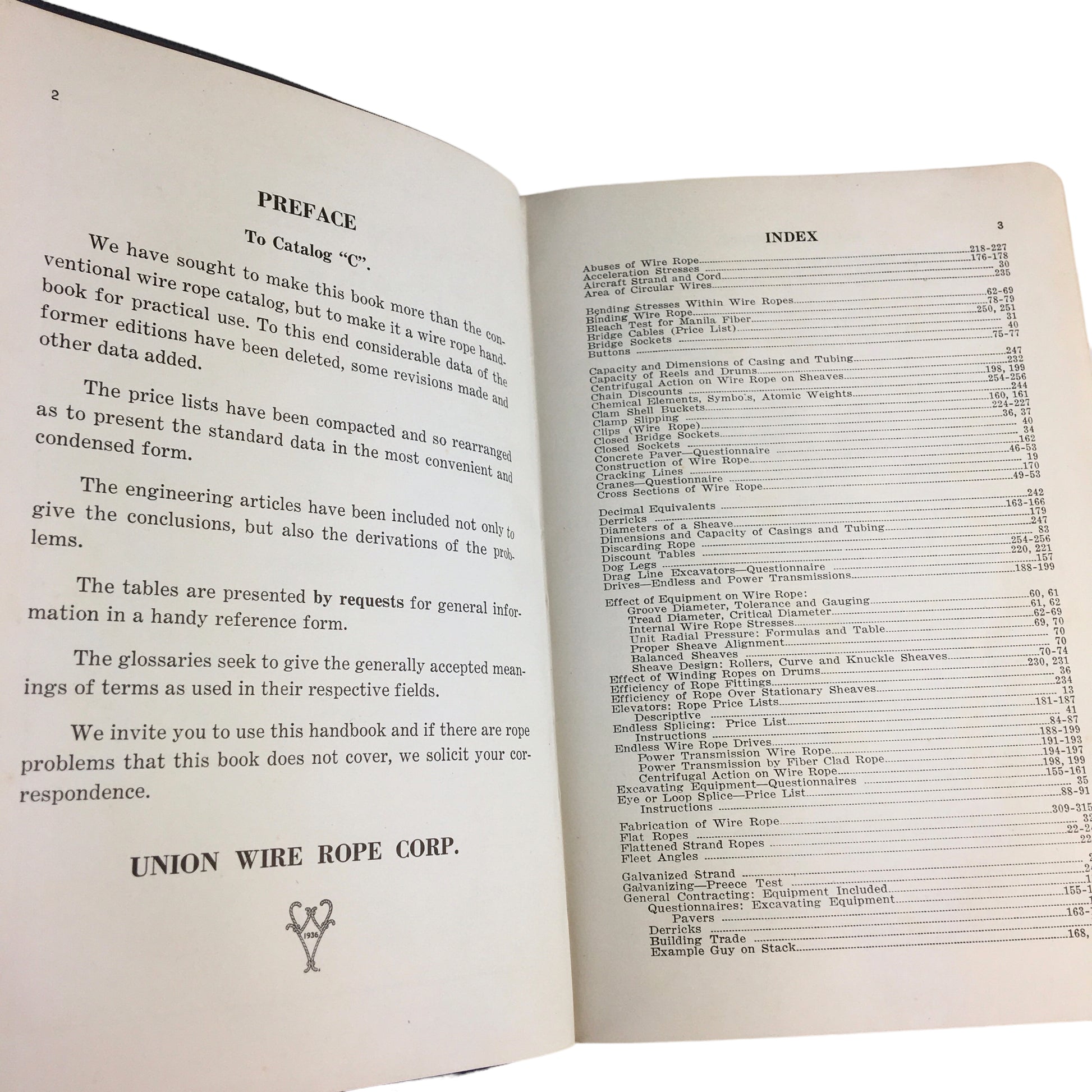 1939 Union Wire Rope Catalog C Price List Softcover Book - Avid Vintage