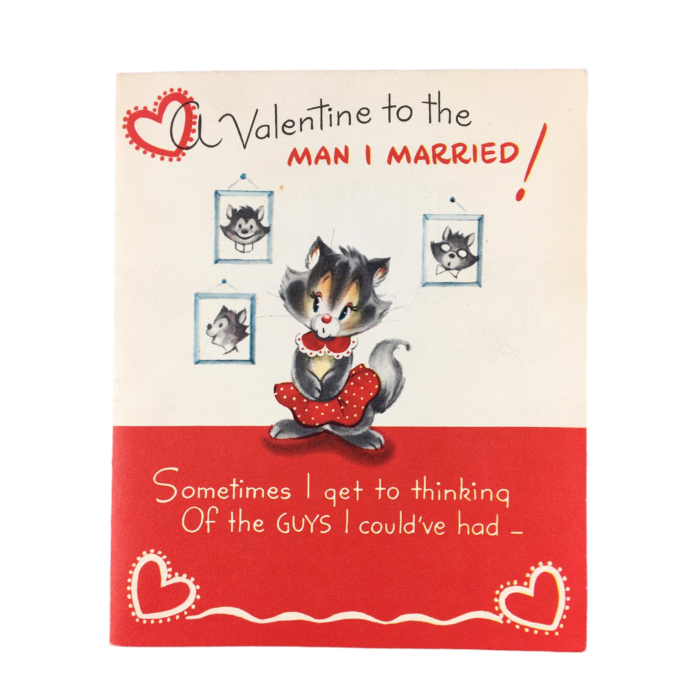 Vintage 1950s Gibson Cat Valentine Card for Husband