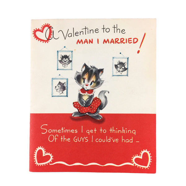 Vintage 1950s Gibson Cat Valentine Card for Husband