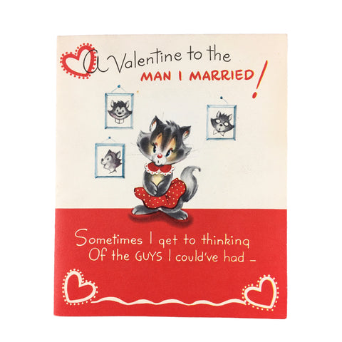 Vintage 1950s Gibson Cat Valentine Card for Husband