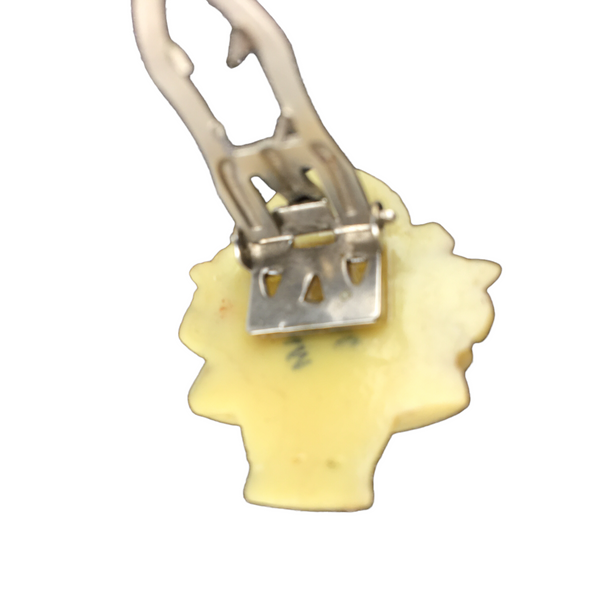 Vintage Carved Coral Celluloid Made In Japan Flower Basket Dress Scarf Fur Clip