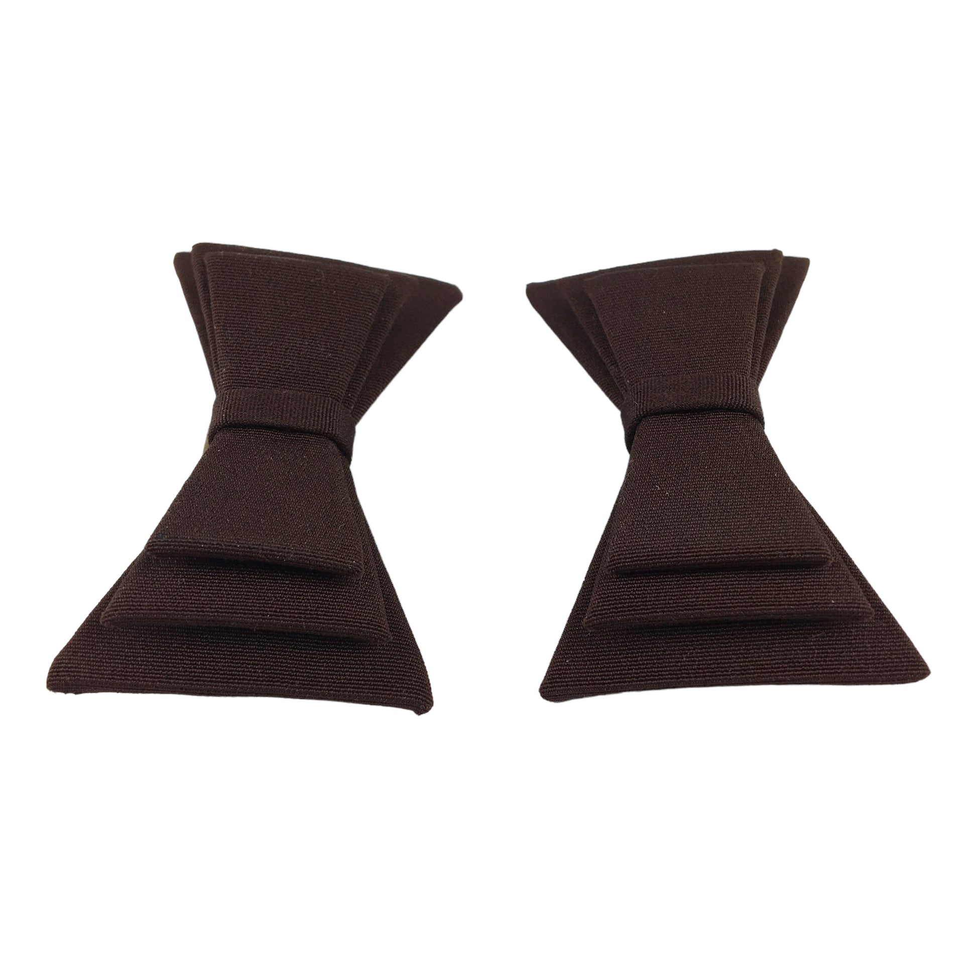 Vintage Shoe Clip Brown Grosgrain Ribbon Stacked Bow Embellishments - Avid Vintage