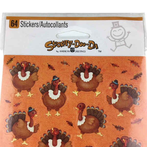 Vintage American Greetings Thanksgiving Turkey Stickers 4 Sheets in Package NOS