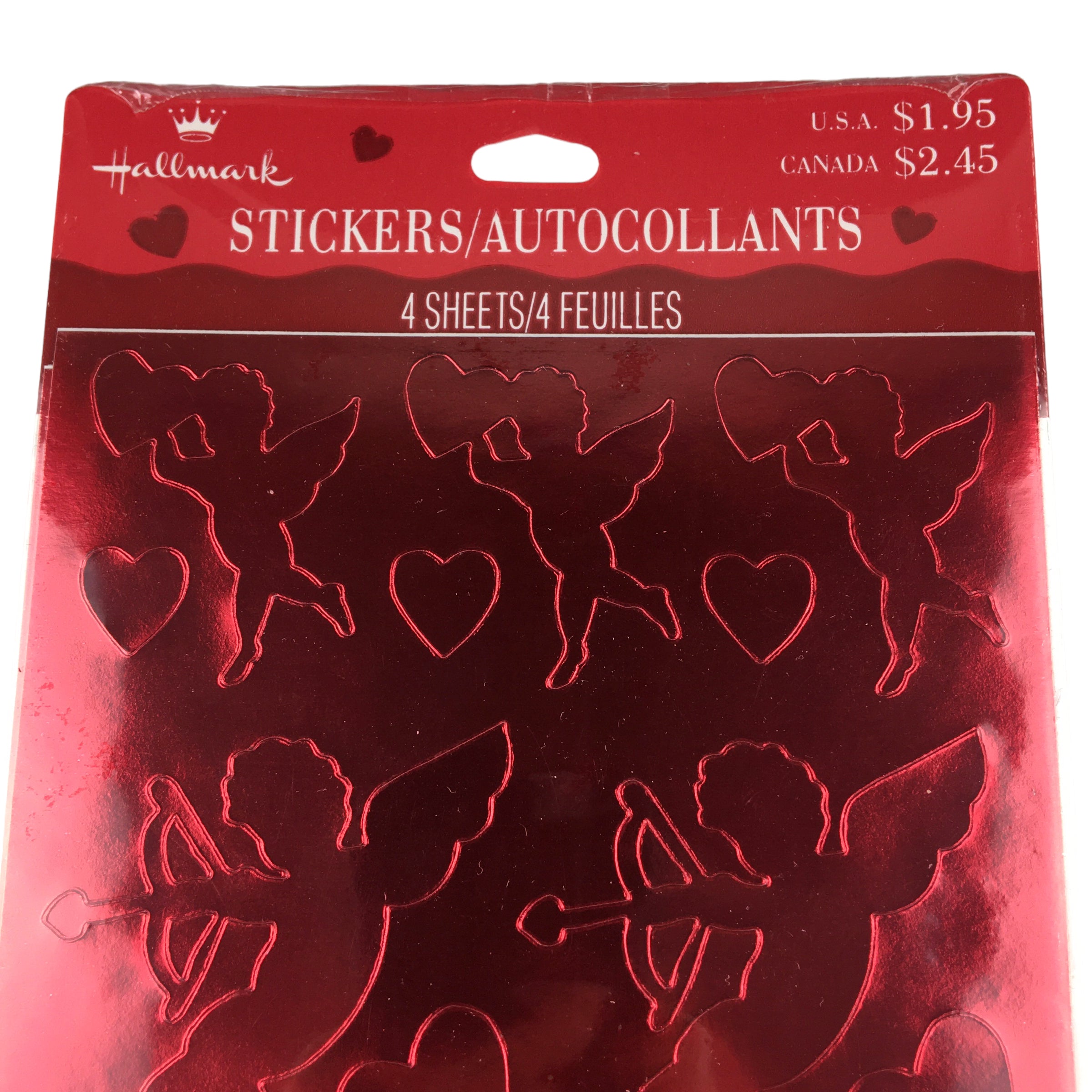 Vintage 1989 Hallmark Valentine Cupid and Heart Red Foil Stickers Sealed Package - Avid Vintage