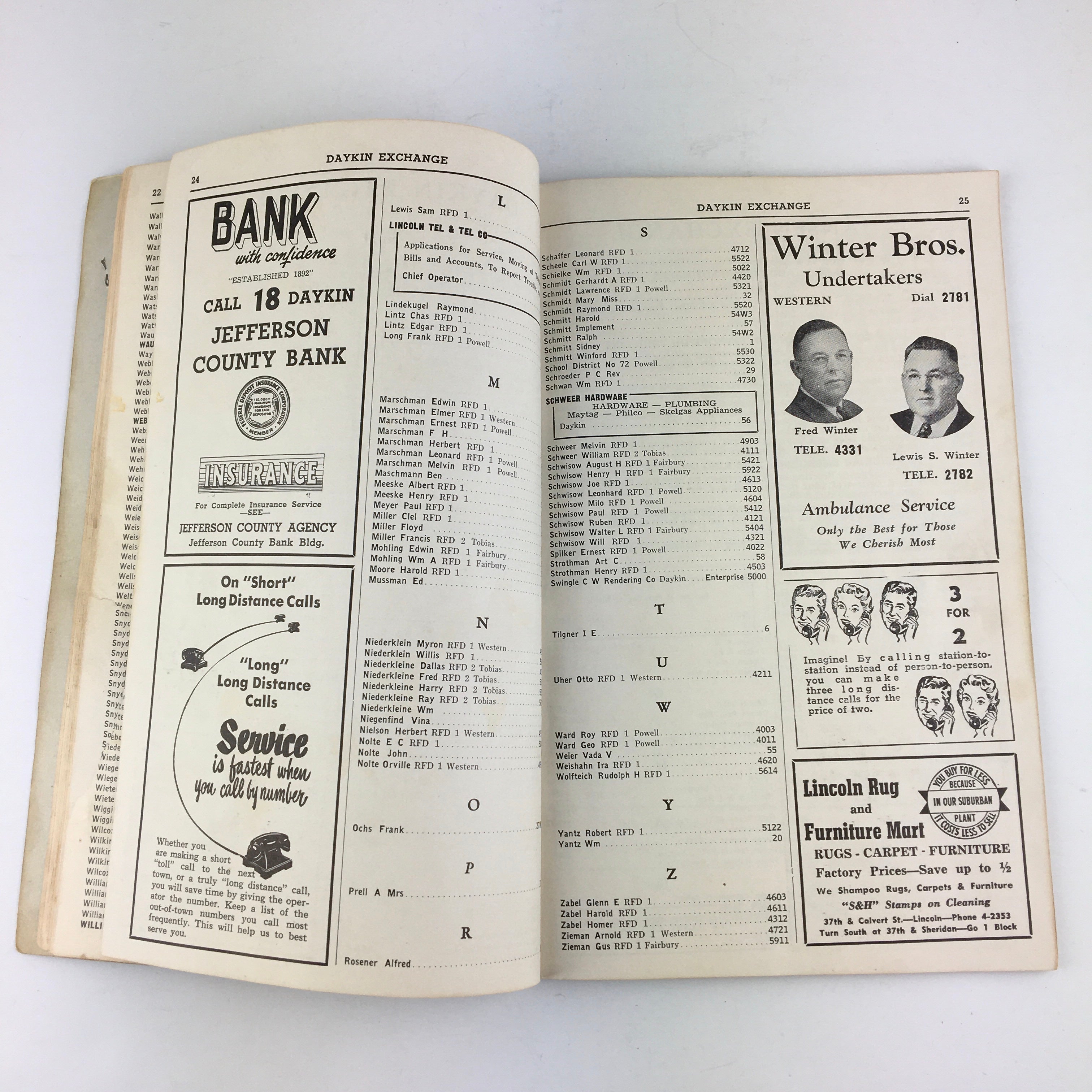 Vintage 1956 Fairbury Nebraska Telephone Directory Book - Avid Vintage