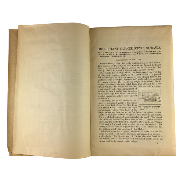 Vintage 1918 Fillmore County Nebraska USDA Soil Survey Color Map Book