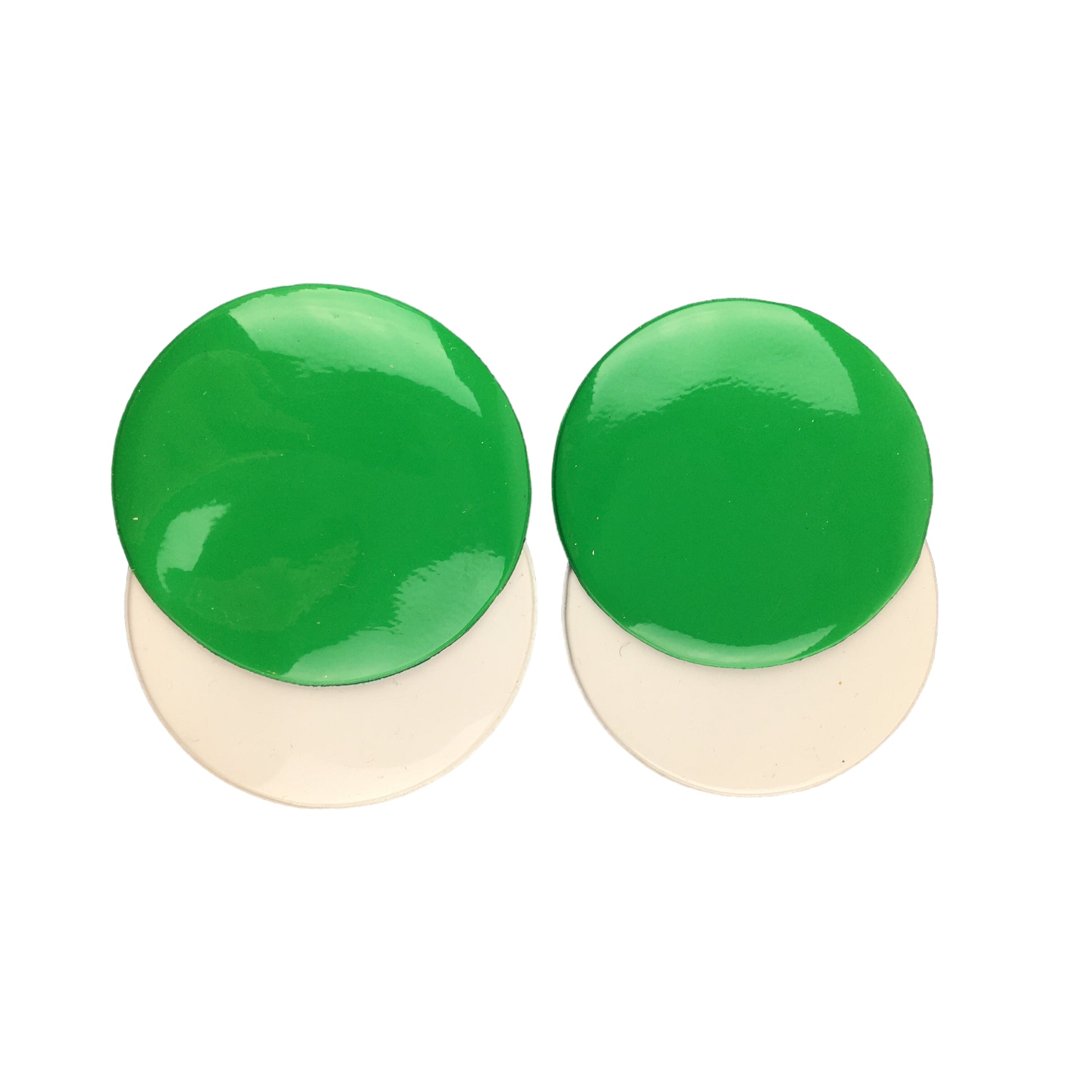 Vintage 1970s Vinyl Shoe Clips Groovy Green and White Circles - Avid Vintage