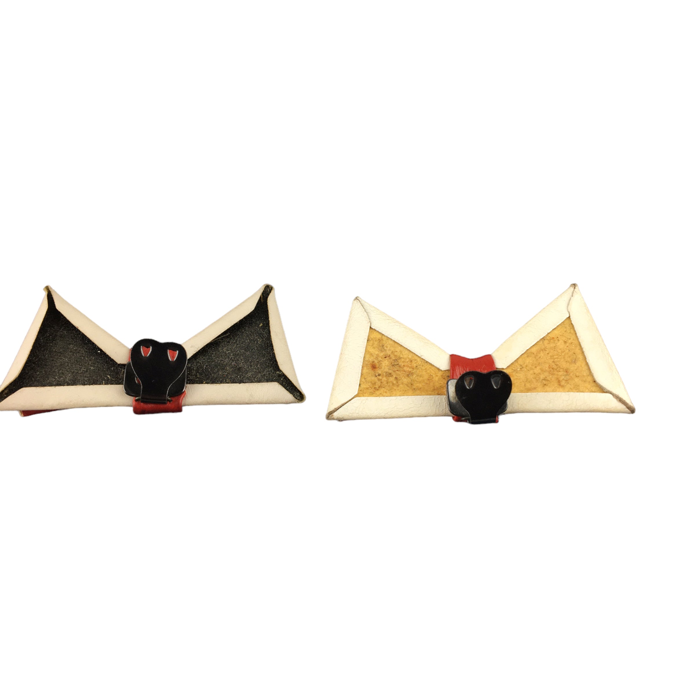 Vintage Shoe Clips Red and White Faux Leather Bows - Avid Vintage