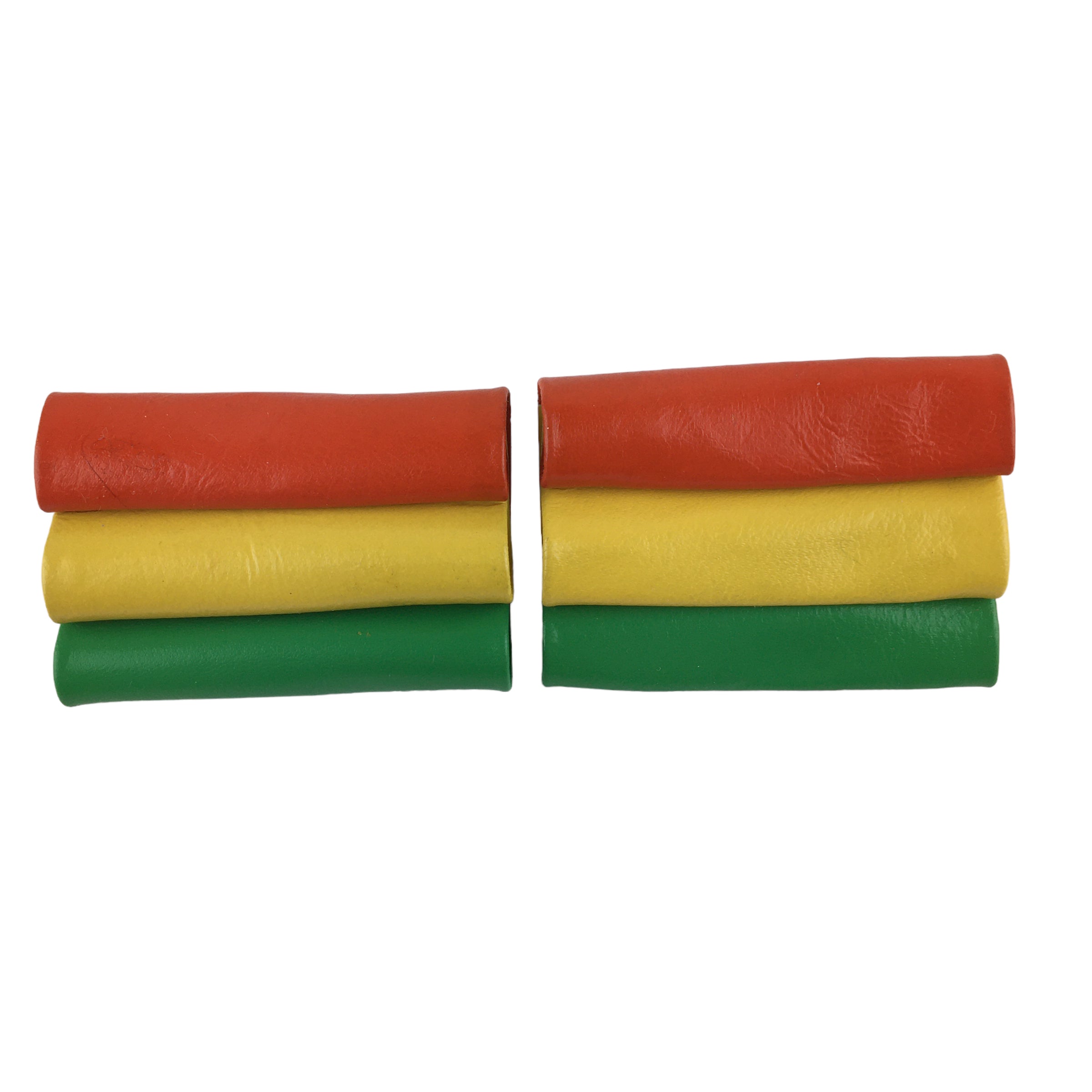 Vintage 1970s Vinyl Shoe Clips Orange Yellow Green Groovy Embellishments - Avid Vintage