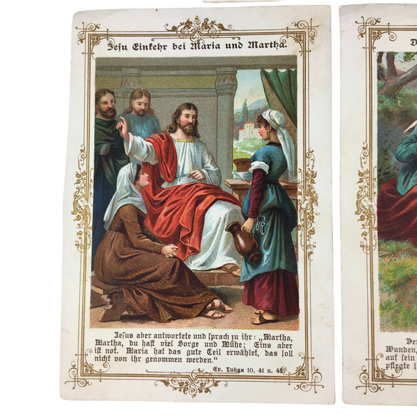 Antique Religious Cards German Bible Story Lot of 3