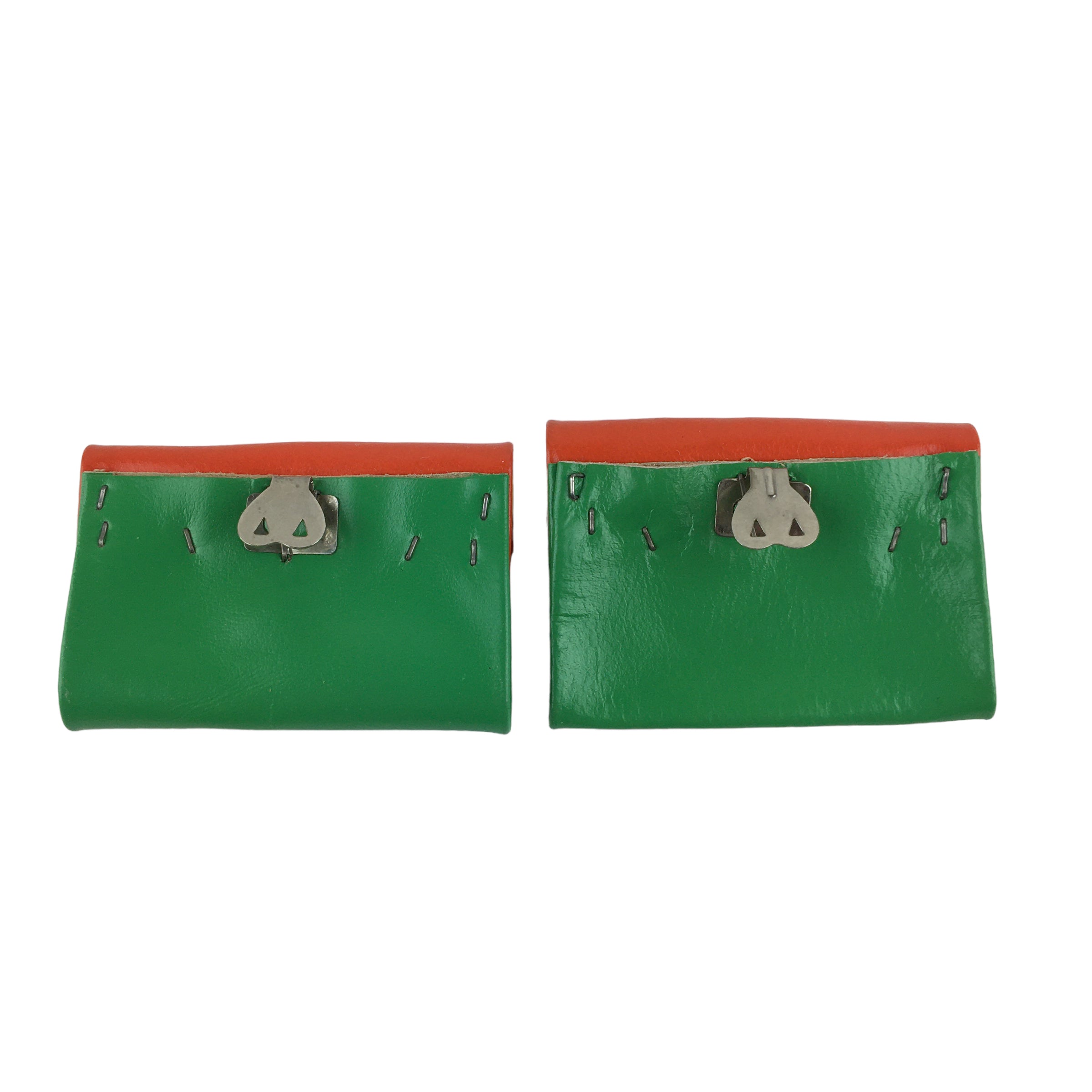 Vintage 1970s Vinyl Shoe Clips Orange Yellow Green Groovy Embellishments - Avid Vintage