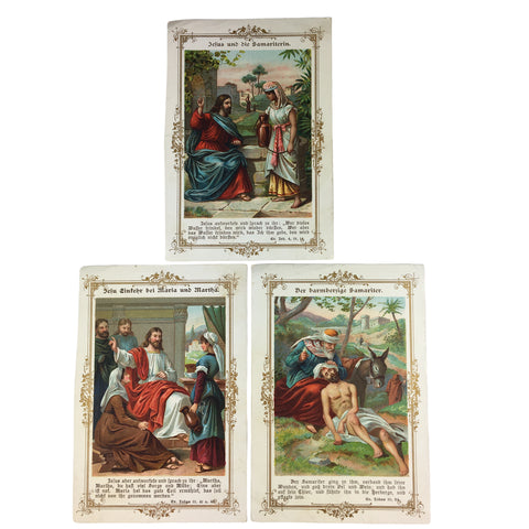 Antique Religious Cards German Bible Story Lot of 3
