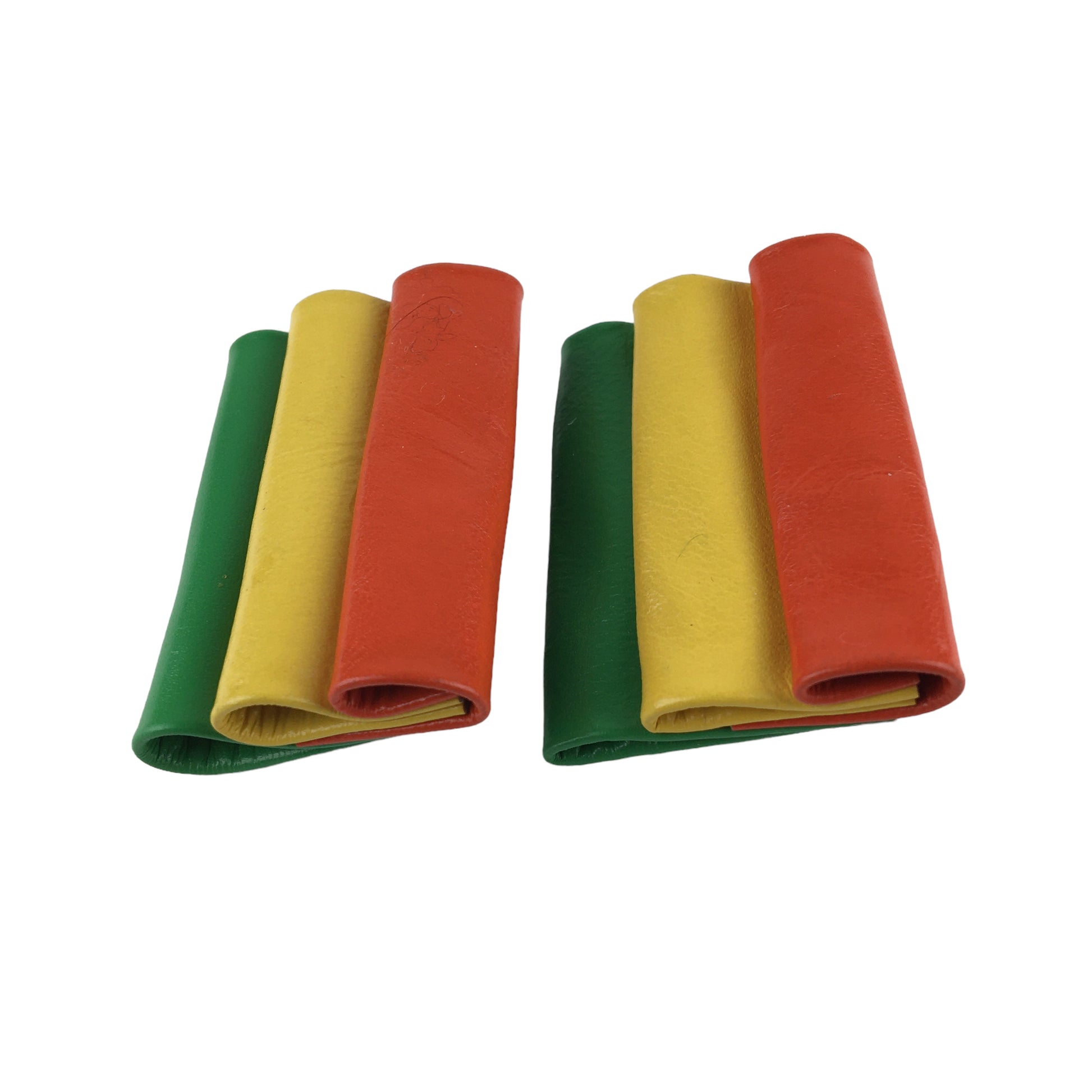 Vintage 1970s Vinyl Shoe Clips Orange Yellow Green Groovy Embellishments - Avid Vintage