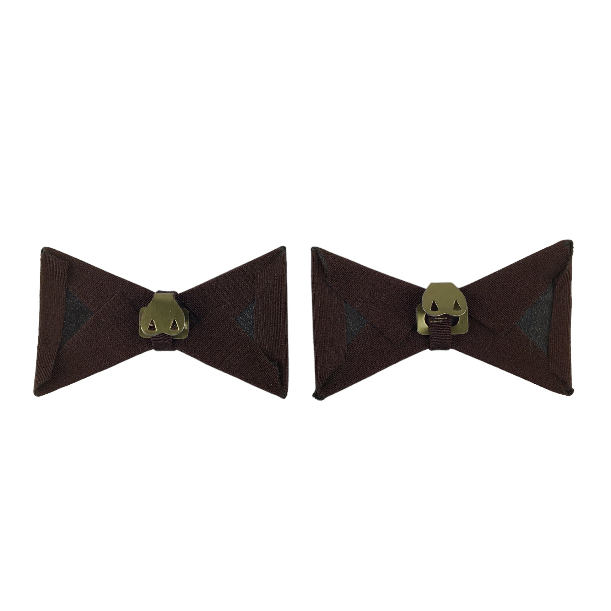 Vintage Shoe Clip Brown Grosgrain Ribbon Stacked Bow Embellishments - Avid Vintage