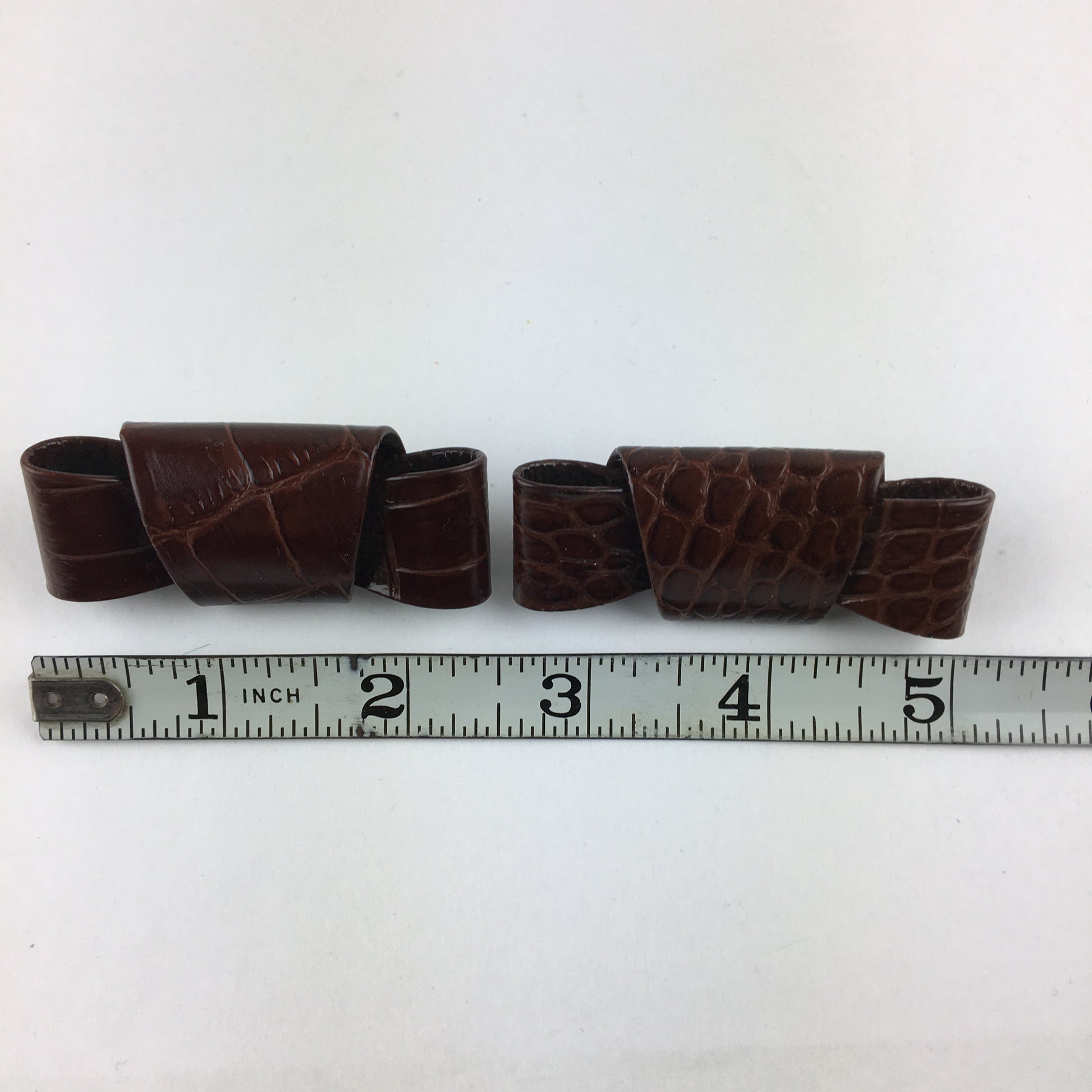 Vintage Shoe Clips Brown Faux Leather Bows - Avid Vintage
