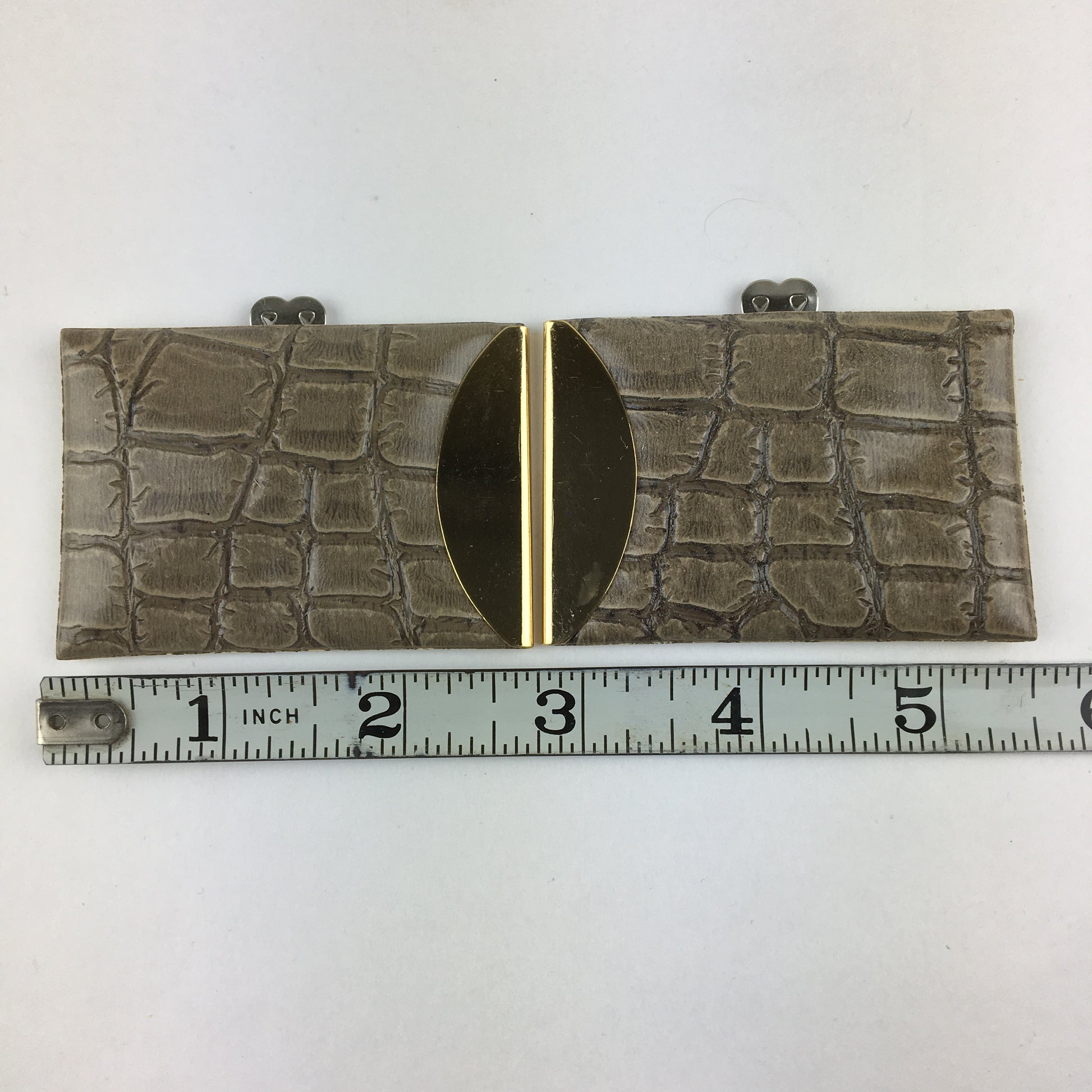 Vintage Shoe Clips Gray Faux Leather Gold Tone Rectangles - Avid Vintage