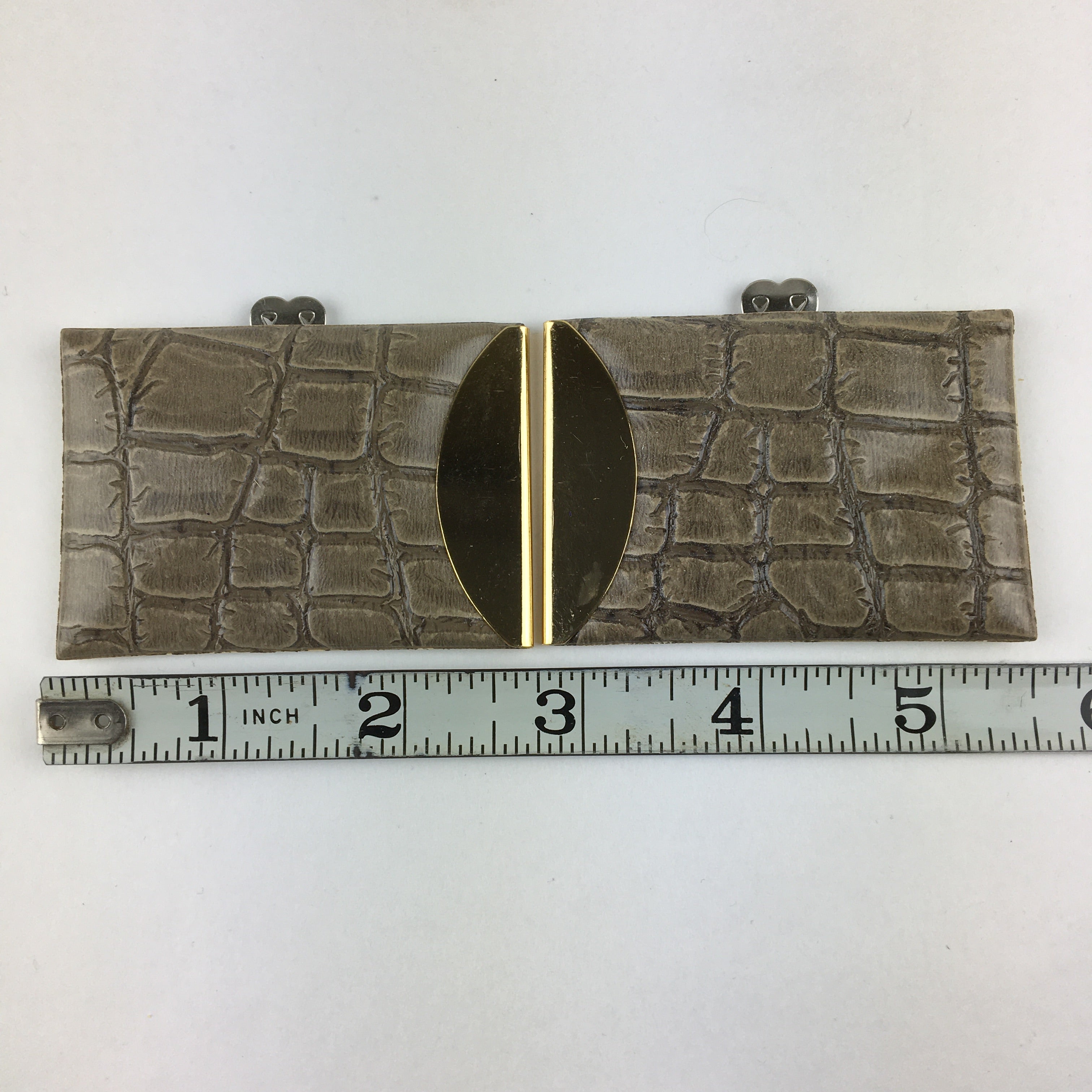 Vintage Shoe Clips Gray Faux Leather Gold Tone Rectangles - Avid Vintage