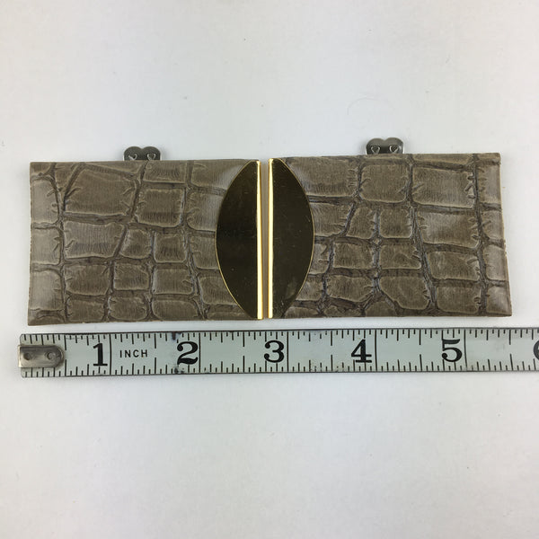 Vintage Shoe Clips Gray Faux Leather Gold Tone Rectangles