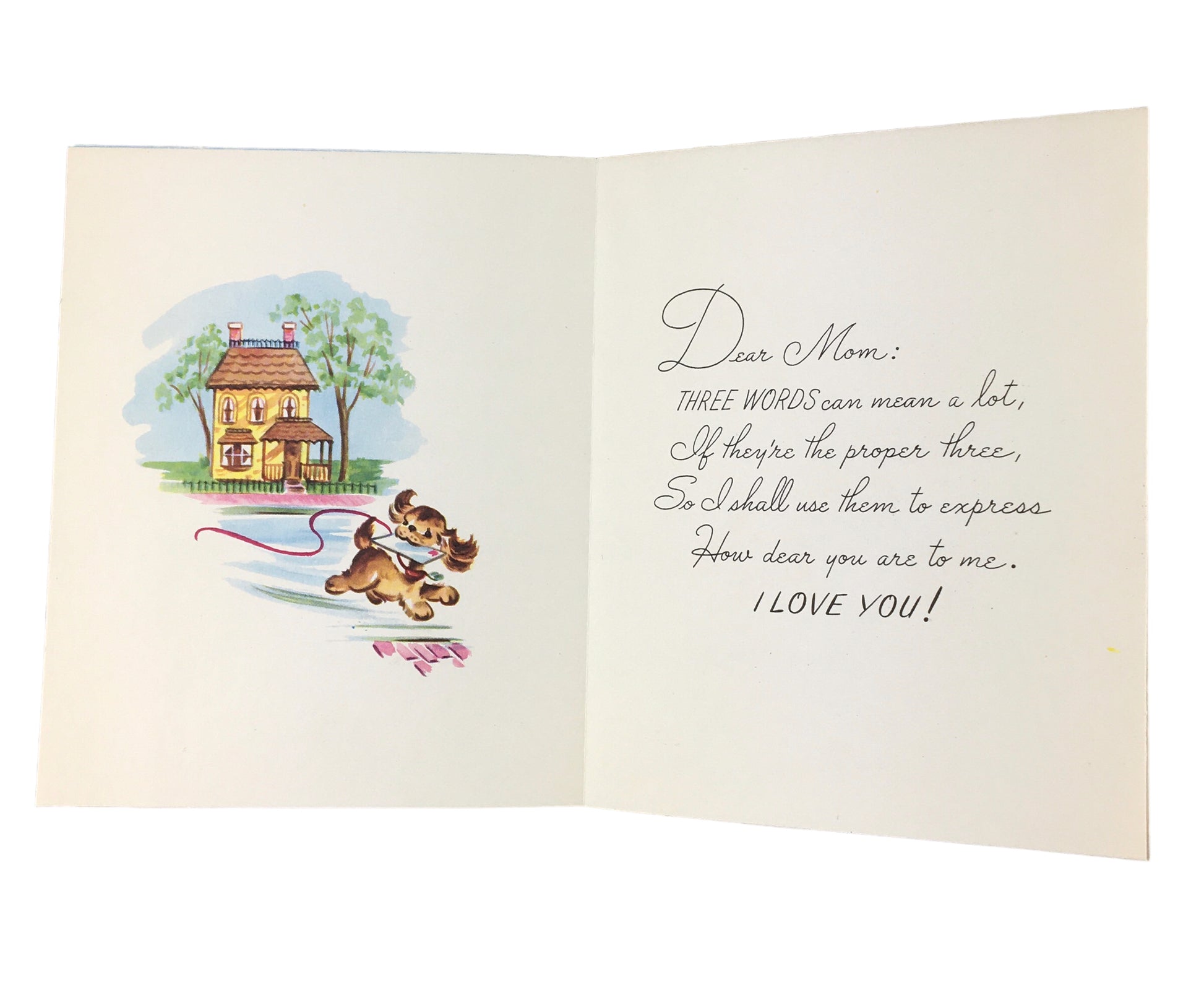 Vintage 1950s Little Miss Lucy Mother’s Day Card Girl Walking Dog Unused - Avid Vintage