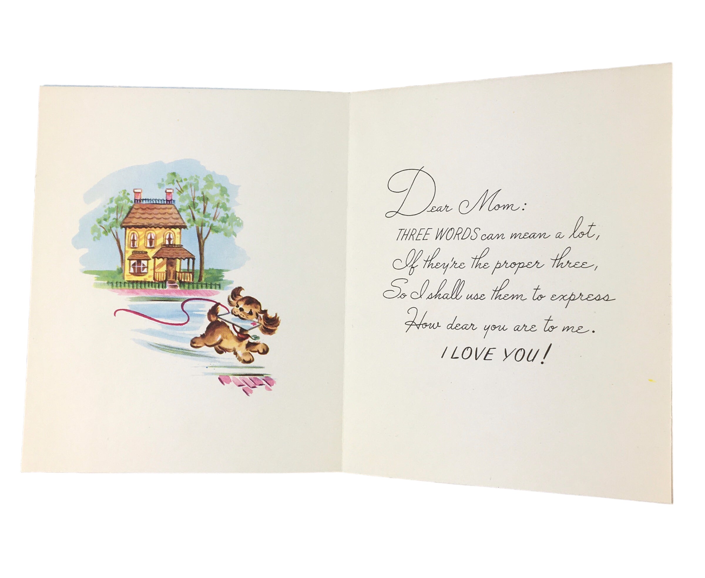 Vintage 1950s Little Miss Lucy Mother’s Day Card Girl Walking Dog Unused - Avid Vintage