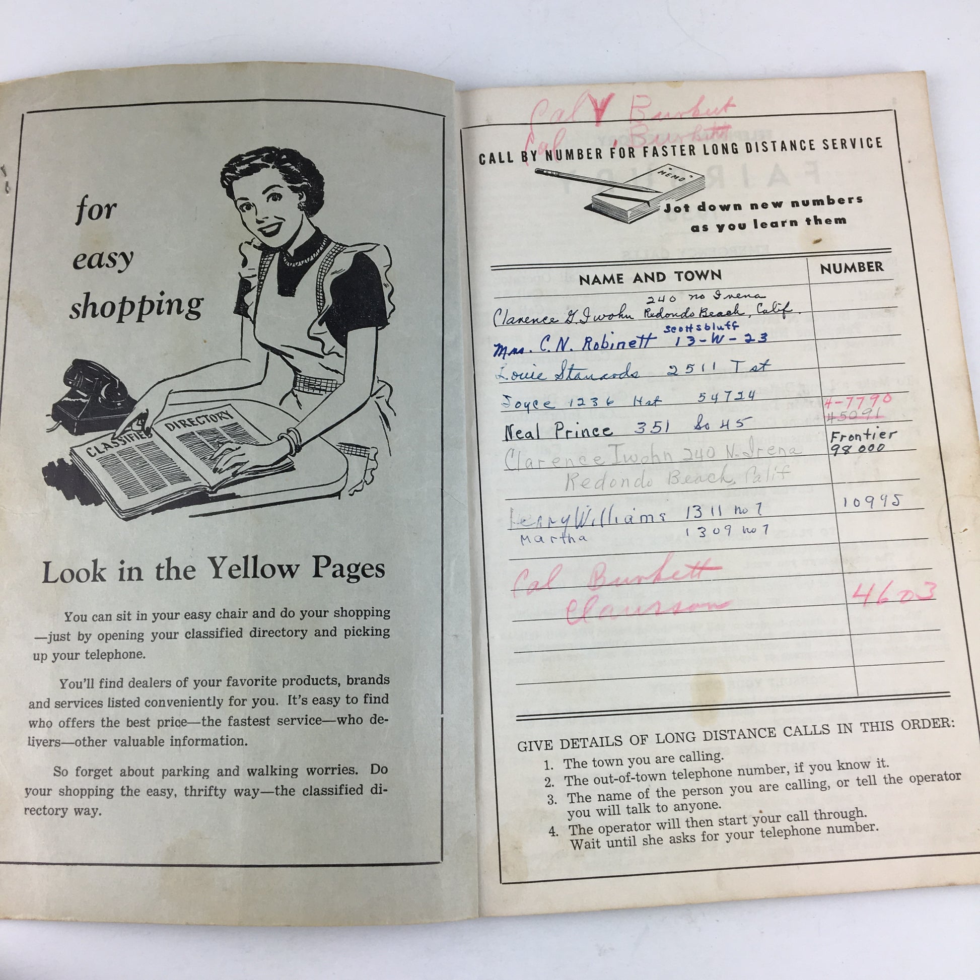 Vintage 1956 Fairbury Nebraska Telephone Directory Book - Avid Vintage