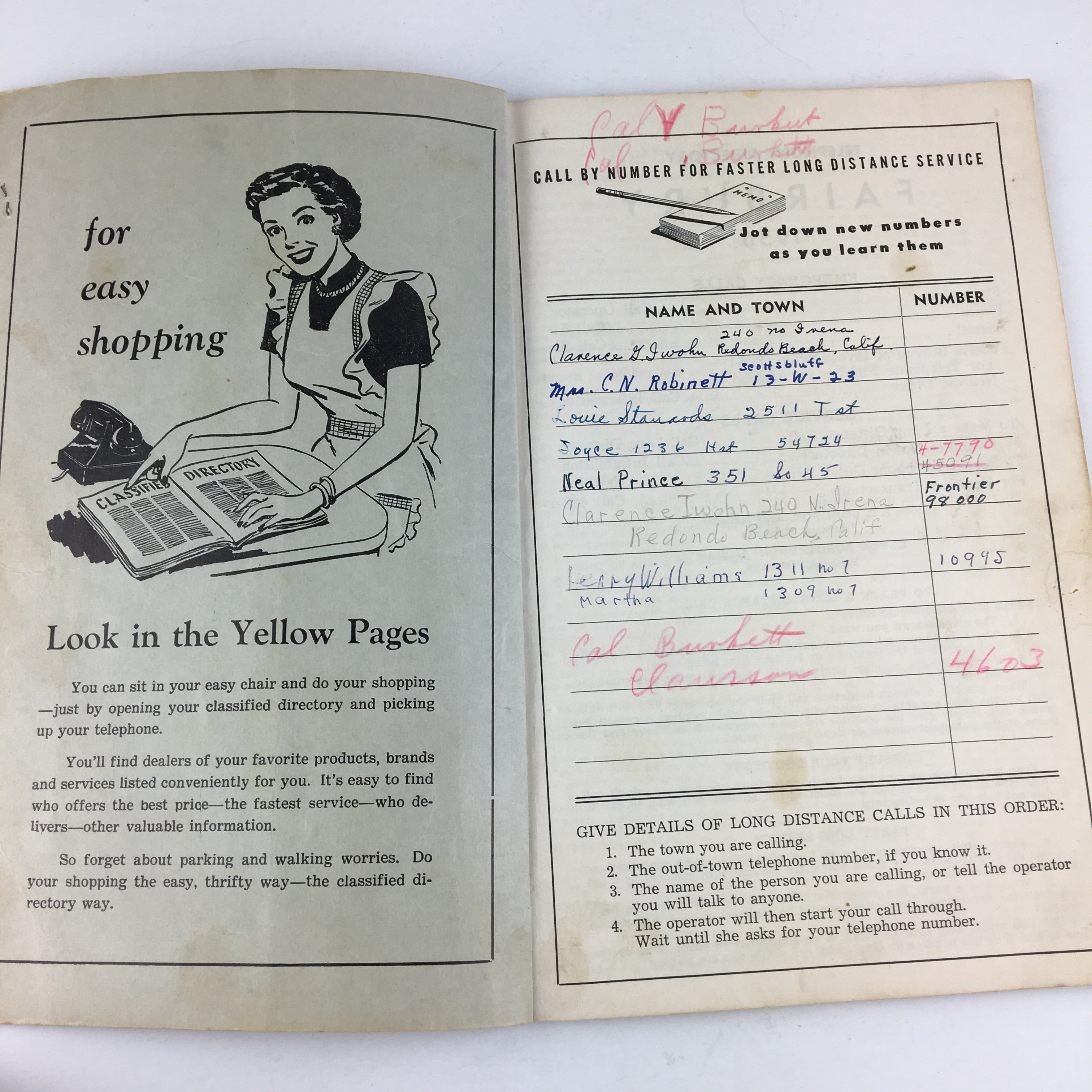 Vintage 1956 Fairbury Nebraska Telephone Directory Book - Avid Vintage