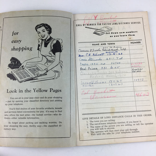 Vintage 1956 Fairbury Nebraska Telephone Directory Book