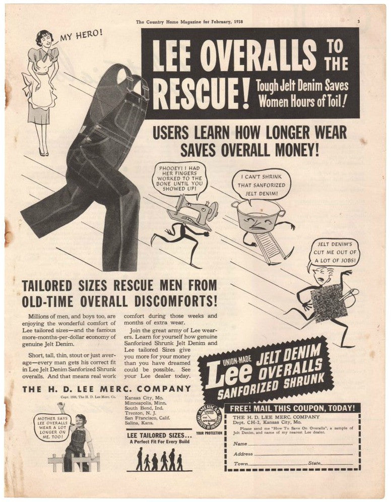 Vintage 1938 Lee Overalls Magazine Print Ad 1930s Men's Fashion Advertisement - Avid Vintage