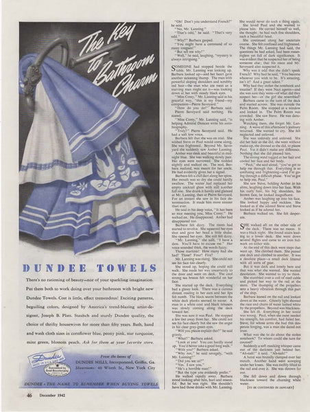 Vintage 1940s Max Factor Face Powder Magazine Print Ad with Barbara Stanwyck and Dundee Towels - Avid Vintage