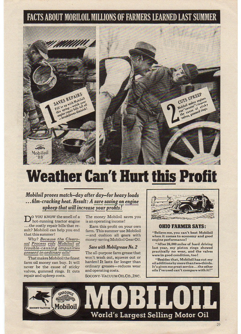 Vintage 1937 Mobil Oil Magazine Print Ad 1930s Petroliana Advertising Man Cave Decor - Avid Vintage