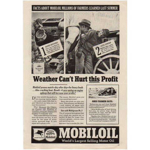 Vintage 1937 Mobil Oil Magazine Print Ad 1930s Petroliana Advertising Man Cave Decor