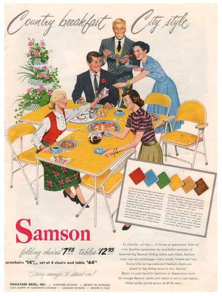 Vintage 1950 Plymouth Convertible Magazine Print Ad Samson Folding Furniture Advertisement - Avid Vintage