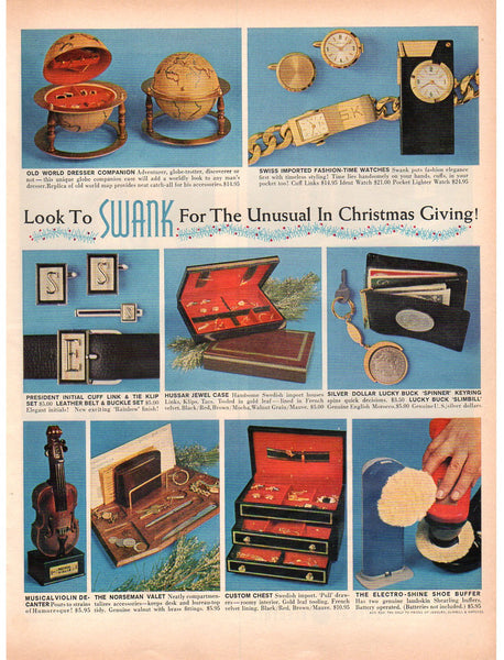 Vintage 1963 Swank Cufflinks Magazine Print Ad 1960s Men's Jewelry Advertisement - Avid Vintage