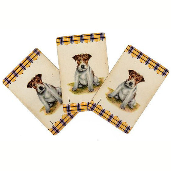 Vintage 1950s Terrier Playing Cards Lot of 3 Dog Swap Cards Plaid Border - Avid Vintage