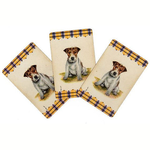 Vintage 1950s Terrier Playing Cards Lot of 3 Dog Swap Cards Plaid Border - Avid Vintage