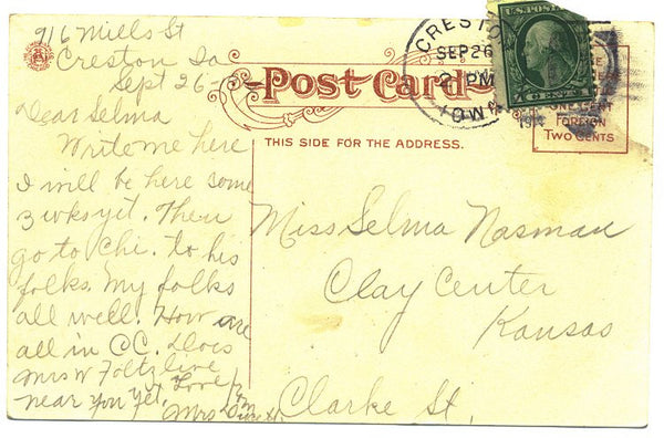 Vintage Creston Iowa 1910s Postcard Unity Hospital Card No 10423 Town View - Avid Vintage