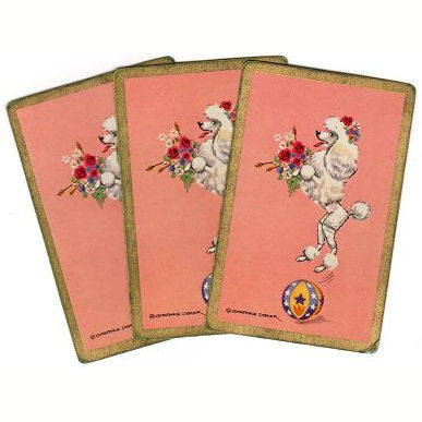 Vintage Constance Deplar 1950s White Trick Poodle Single Swap Playing Cards Lot of 3 - Avid Vintage