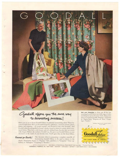 Vintage 1949 Goodall Fabrics Magazine Print Ad 1940s Wilbarry Lace Net Curtains Advertisement - Avid Vintage
